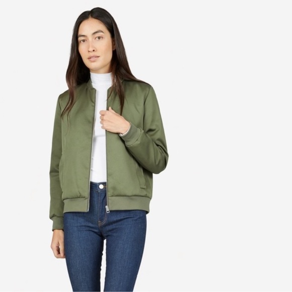 Everlane Jackets & Blazers - Everlane Bomber Jacket Long Sleeve Olive Green Blokecore Women’s Medium